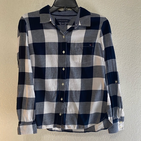 Tommy Hilfiger Tops - Tommy Hilfiger Navy Buffalo Plaid Shirt